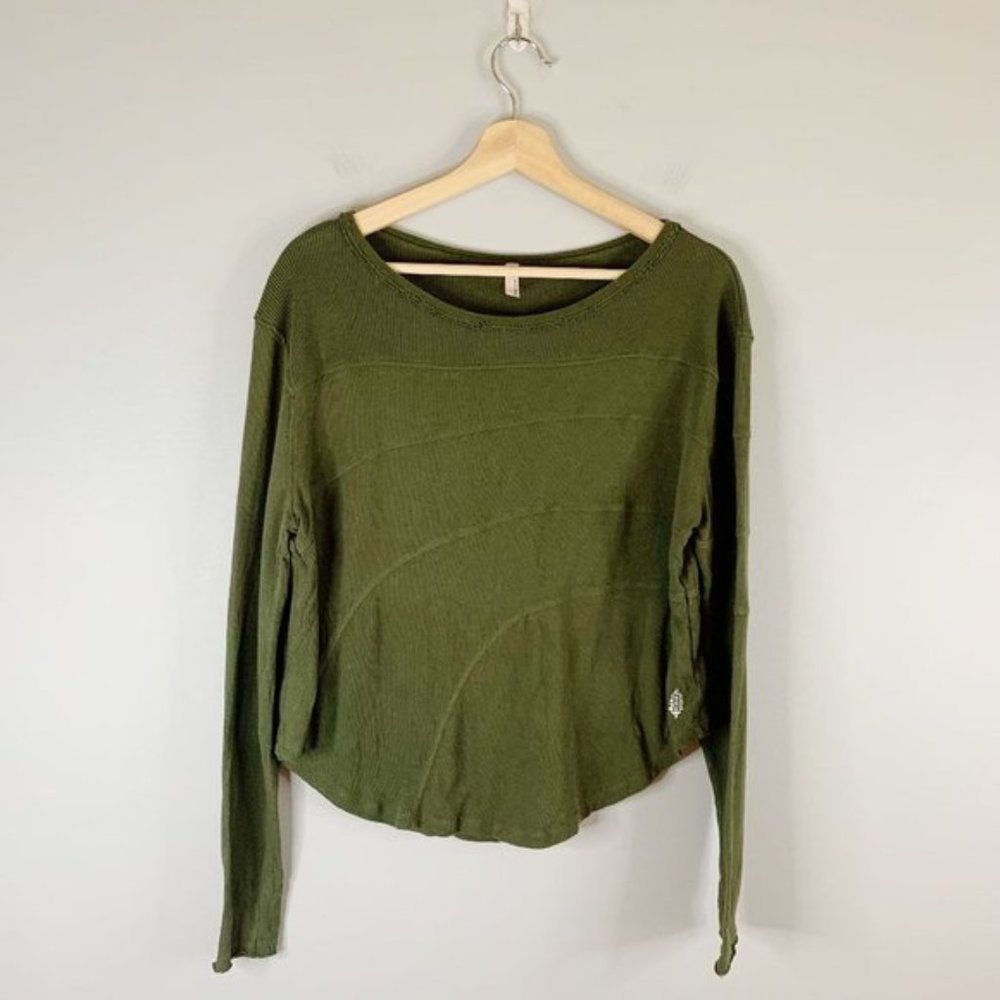 Free People Womens Down From The Clouds Navy Boho Puff Sleeve